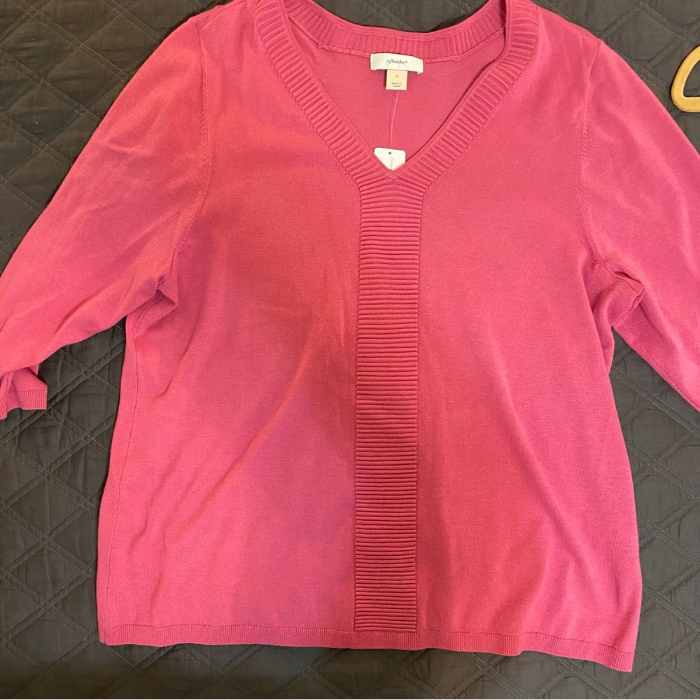 CJ Banks 3/4 sleeve v-neck sweater sz 2X NWT!